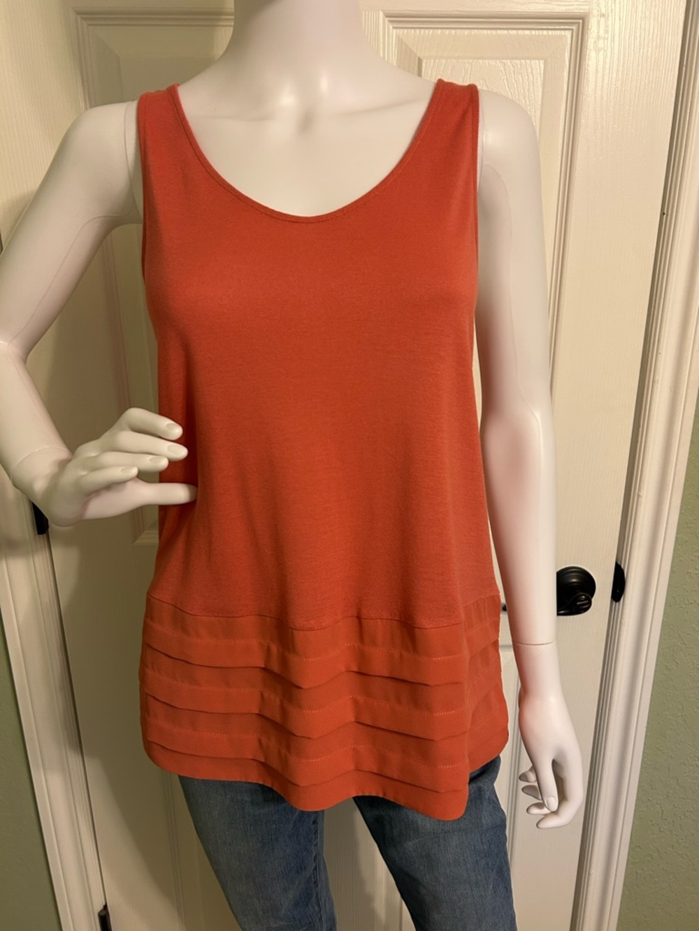 LOFT Cupro-Look Sleeveless Tank Top in Dark Coral